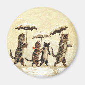 Aimant Chats vintages Parapluie neige (Devant)