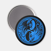 Aimant Chats Yin Yang bleu et noir (Recto/Verso)