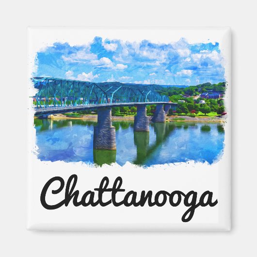 Aimant Chattanooga Tennessee Aquarelle (Devant)