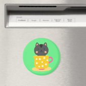 Aimant Chatte mignonne en dessin animé sur la menthe (In Situ (Lave-vaisselle))