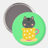 Aimant Chatte mignonne en dessin animé sur la menthe (Recto/Verso)