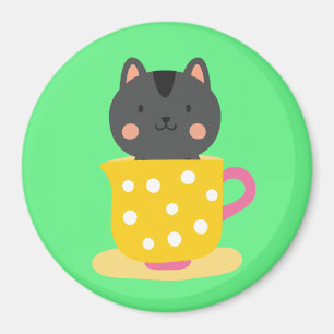 Aimant Chatte mignonne en dessin animé sur la menthe