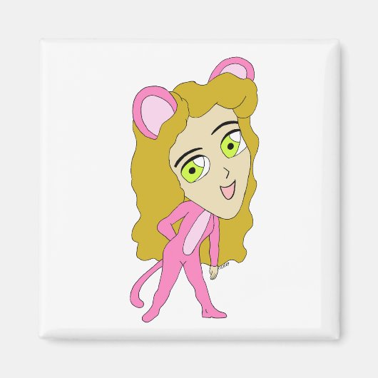Aimant chatte rose (Devant)