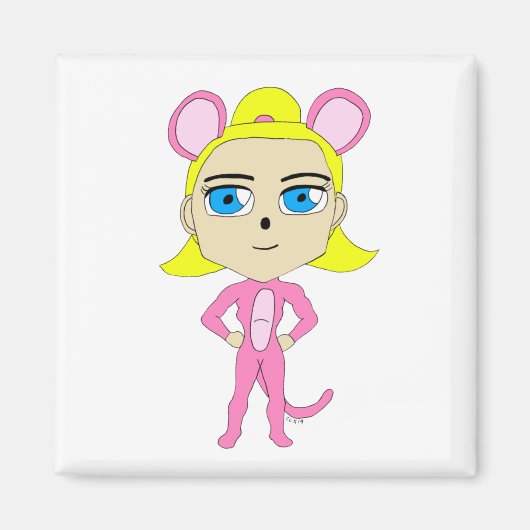 Aimant chatte rose (Devant)