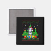 Aimant Chaud moche arbre de Noël Santa Hat Sibérien Hus (Recto/Verso)