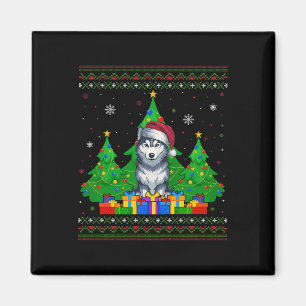 Aimant Chaud moche arbre de Noël Santa Hat Sibérien Hus