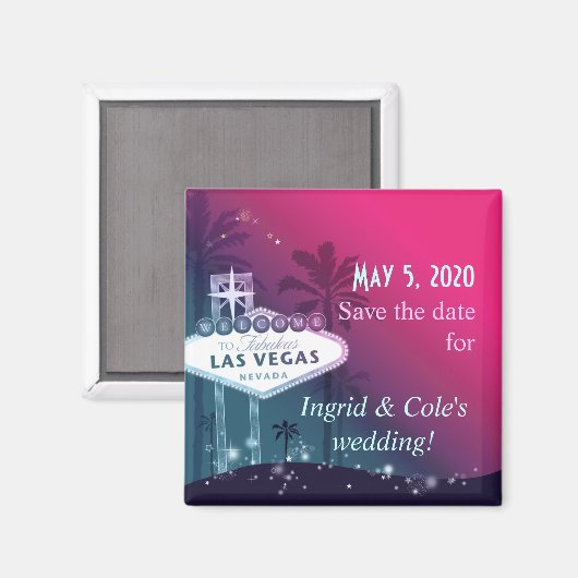 Aimant Chaud rose Las Vegas Strip Mariage Enregistrer la (Recto/Verso)