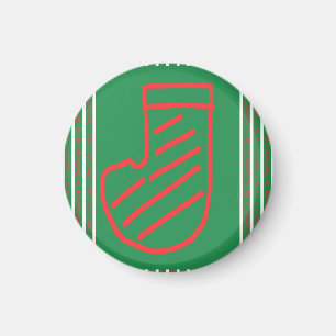 Aimant Chaussette de Noël Rouge Vert sur fond Vert