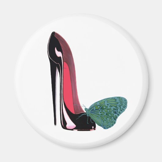 Aimant Chaussure à talon élevé de Stiletto noir et papill (Devant)