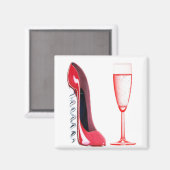 Aimant Chaussure à vis à vis et verre de champagne (Recto/Verso)