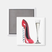 Aimant Chaussure Stiletto Champagne Flute Glass et Croche (Recto/Verso)
