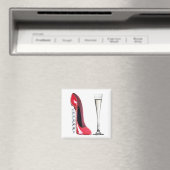 Aimant Chaussure Stiletto Champagne Flute Glass et Croche (In Situ (Lave-vaisselle))