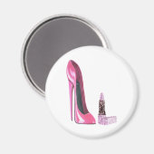 Aimant Chaussure Stiletto Rose et Art Lipstick (Recto/Verso)