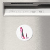 Aimant Chaussure Stiletto Rose et Art Lipstick (In Situ (Lave-vaisselle))