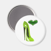 Aimant Chaussure Zesty Lime Green Stiletto et coeur 3D (Recto/Verso)