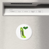 Aimant Chaussure Zesty Lime Green Stiletto et coeur 3D (In Situ (Lave-vaisselle))