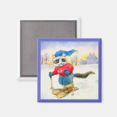 Aimant Chaussures à neige mignonnes sports d'hiver (Recto/Verso)