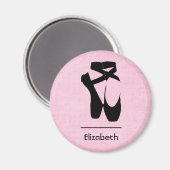 Aimant Chaussures de Ballet Noir Personnalisées En Pointe (Recto/Verso)