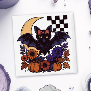 Aimant Chauve d'Halloween rétro avec lune Gothique esthét