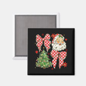 Aimant Checkered Coquette Bow Santa Claus Christmas Holid (Recto/Verso)