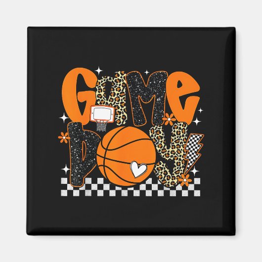 Aimant Checkered Game Day Basketball Srts Lover Men Women (Devant)