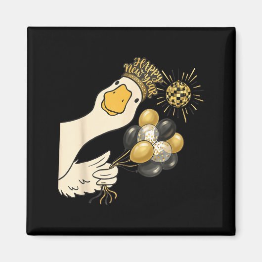 Aimant Cheers Happy New Year 2026 Goose With Balloon Disc (Devant)