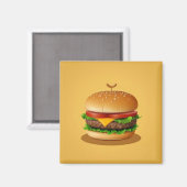 Aimant Cheeseburger avec Arrière - plan jaune (Recto/Verso)