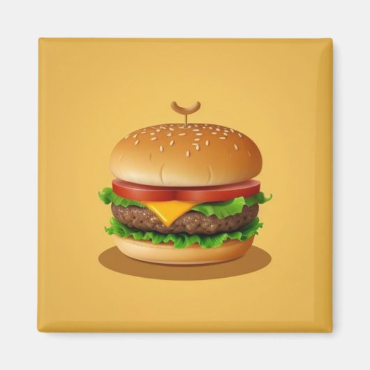Aimant Cheeseburger avec Arrière - plan jaune (Devant)