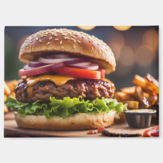Aimant Cheeseburger et frites (Recto)