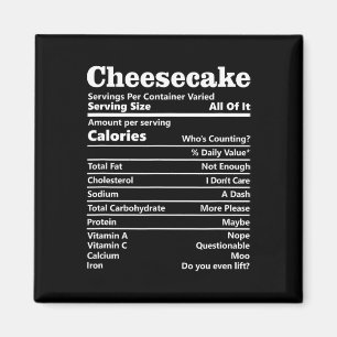 Aimant Cheesecake Nutrition Faits Drôle Thanksgiving Calo