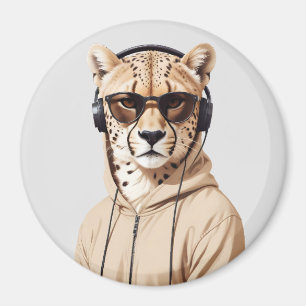Aimant Cheetah Portant un Sweat - shirt à capuche drôle C