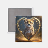 Aimant Cheetah : Un coeur d'amour doré (Recto/Verso)