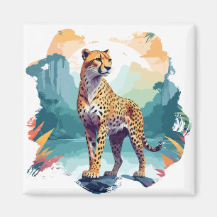 Aimant Cheetah Vector Art Animal Dans La Nature Majestueu