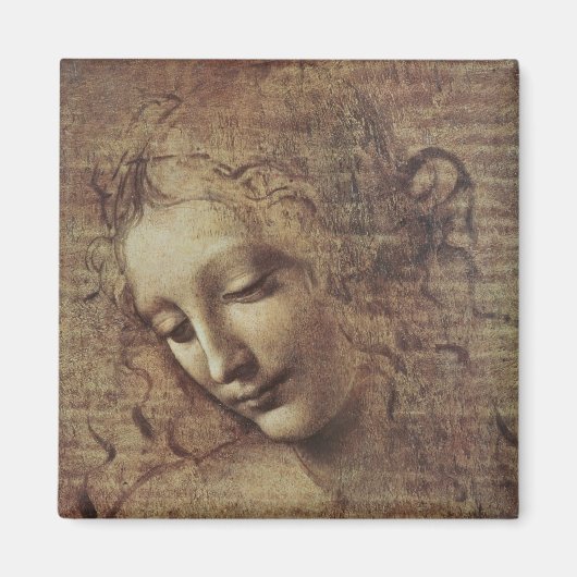 Aimant Chef d'une jeune femme avec les cheveux cousus ou, (Devant)