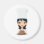 Aimant Chef femme gâteau d'anniversaire (Devant)