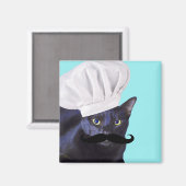 Aimant Chef italien, chat noir (Recto/Verso)