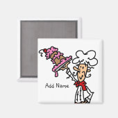 Aimant Chef Pâtissier Avec Cuisson De Gâteau Customisé Aj (Recto/Verso)
