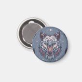 Aimant Chefs de loups avec décoration de boho (Recto/Verso)