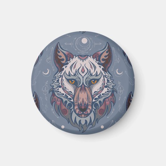 Aimant Chefs de loups avec décoration de boho (Devant)
