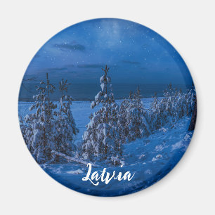 Aimant Chemin forestier à l'aimant de nuit hivernale