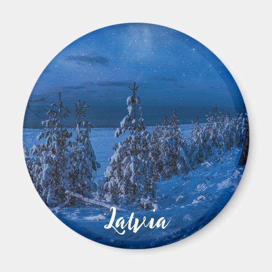 Aimant Chemin forestier à l'aimant de nuit hivernale (Devant)