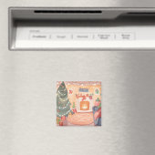 Aimant Cheminée de Noël à l'aquarelle (In Situ (Lave-vaisselle))