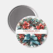 Aimant Chemise d'aquarelle de Noël avec Holly (Recto/Verso)