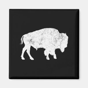 Aimant Chemise de amateur d'animaux de bison rétro de buf