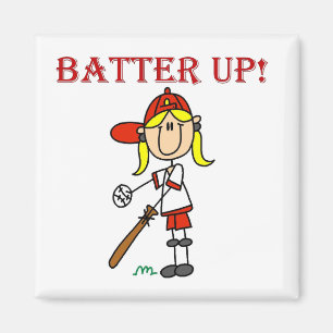 Aimant Chemise de baseball Fille Batteuse En Main et Cade