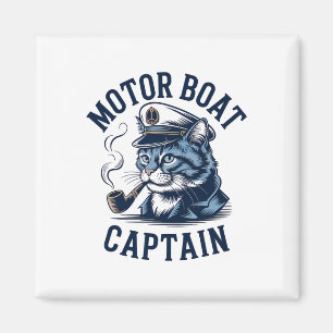 Aimant Chemise de capitaine de bateau à moteur chat drôle
