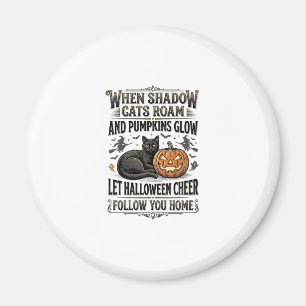 Aimant Chemise de chat noir Halloween Gravure de citrouil