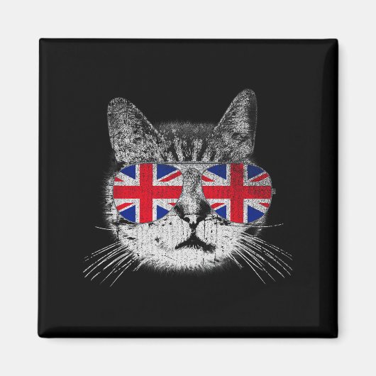 Aimant Chemise de chat Union Jack Drapeau Pays Rétro Angl (Devant)