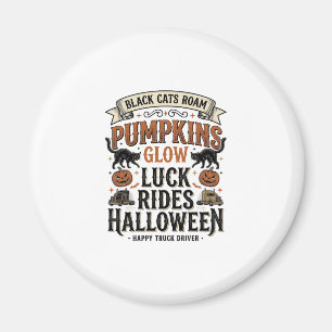 Aimant Chemise de chauffeur de camion Halloween avec chat