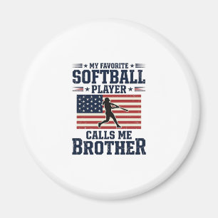 Aimant Chemise de frère de softball patriotique vintage g